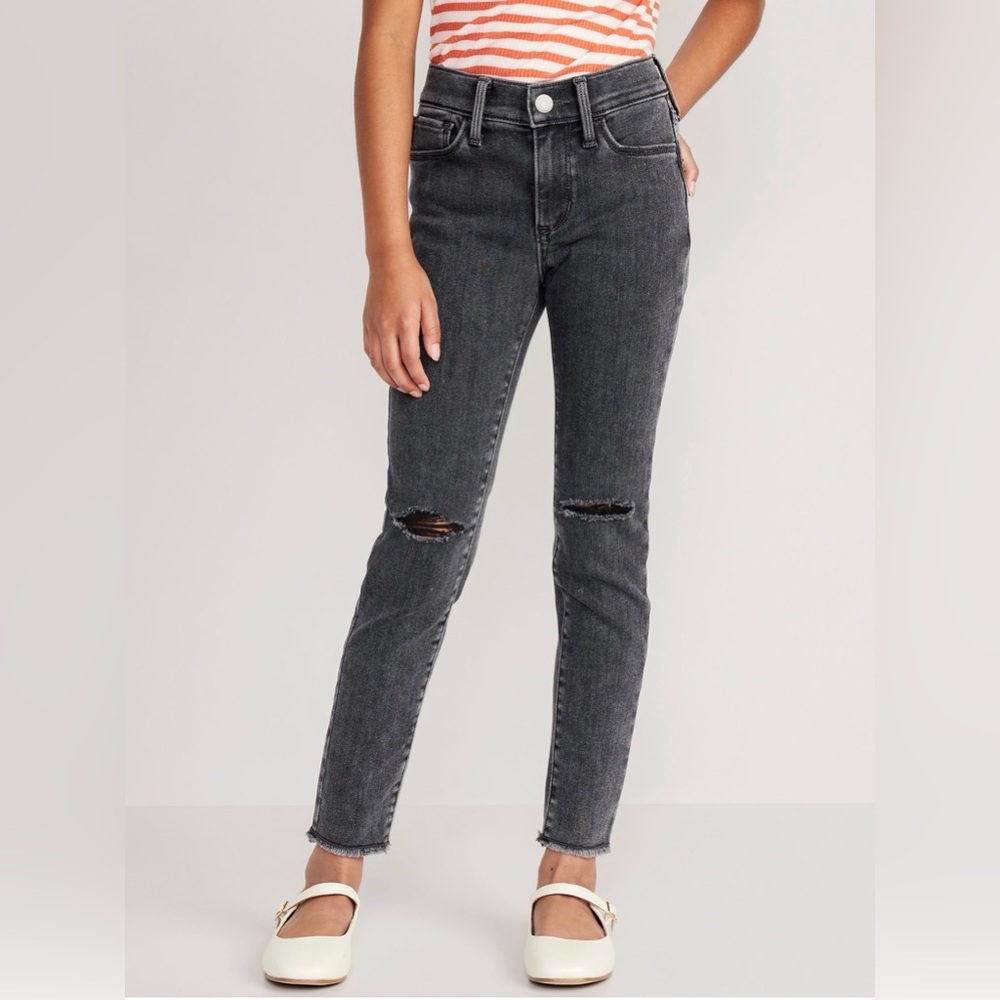 Old Navy Girls Black Distressed Skinny Jeans